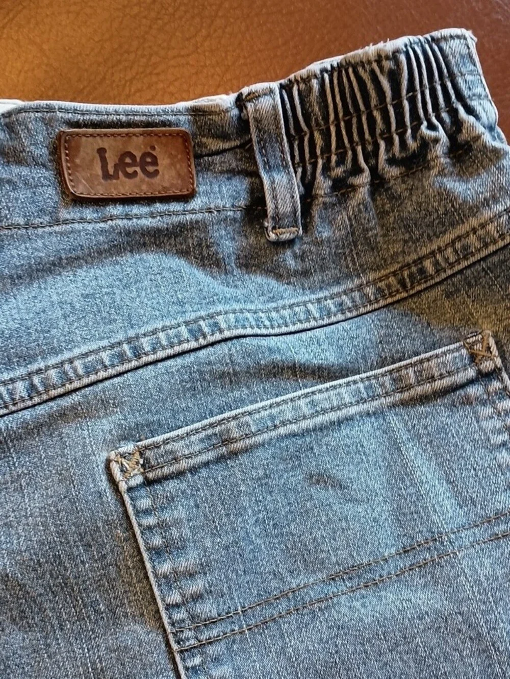 Lee Women's Blue Side Elastic Waist Denim Shorts, Sz 14
